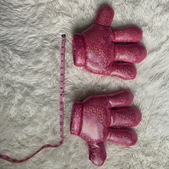 Disney Parks Minnie Mouse Plush Pink Pair Sparkle Hands Gloves Mitts - Picture 2 of 6